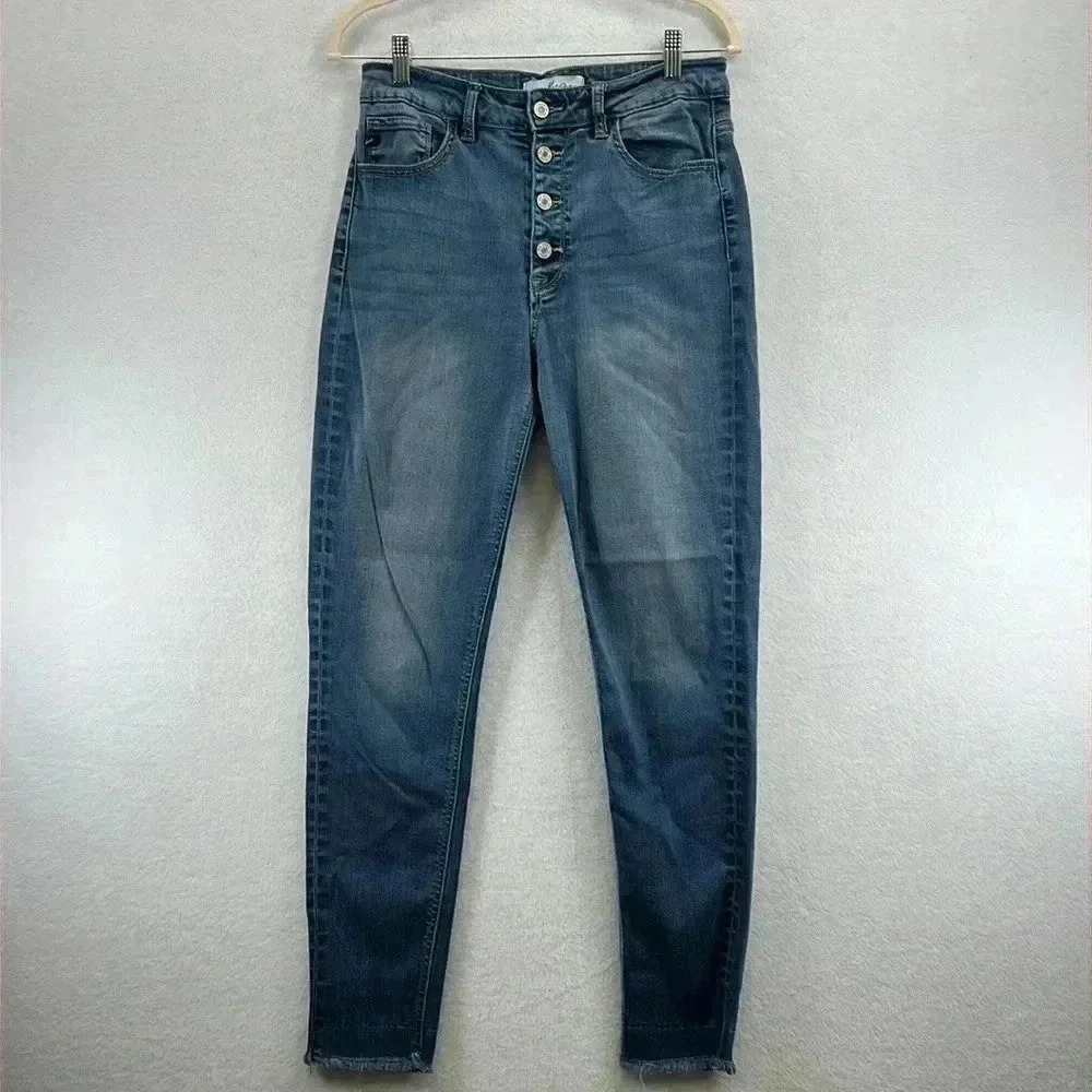 Kancan Ollie Jeans Sz 9/28 High Rise Ankle Skinny Buttonfly Raw Edge Hem KC8568D